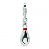 Bowling Pin Lobster Clasp Charm in Sterling Silver