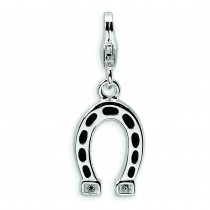 Swarovski Crystal Horseshoe Lobster Clasp Charm in Sterling Silver