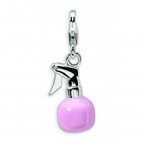 Pink Misting Bottle Lobster Clasp Charm in Sterling Silver