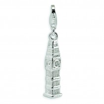 Clock Tower Lobster Clasp Charm in Sterling Silver