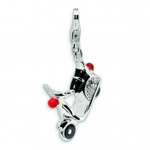 Swarovski Crystal Moped Lobster Clasp Charm in Sterling Silver