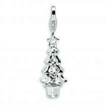 Swarovski Crystal Christmas Tree Lobster Clasp Charm in Sterling Silver