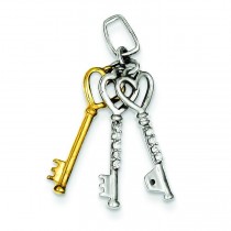 Diamond Keys Pendant in Sterling Silver 