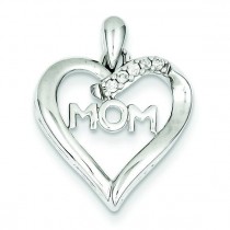Diamond Mom Heart Pendant in Sterling Silver 