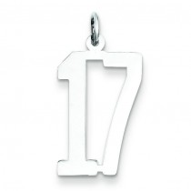 Large Elongated Number 17 in Sterling Silver