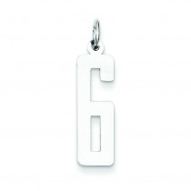 Medium Elongated Number 6 in Sterling Silver