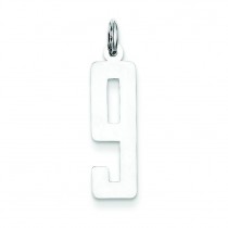 Medium Elongated Number 9 in Sterling Silver