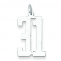Medium Elongated Number 31 in Sterling Silver