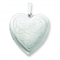 Swirl Design Heart Locket in Sterling Silver