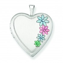 Floral Heart Locket in Sterling Silver
