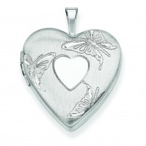 Butterflies Heart Locket in Sterling Silver