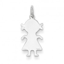 Engraveable Girl Disc Charm in Sterling Silver