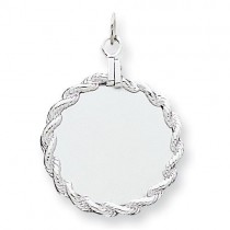 Engraveable Rope Disc Charm in Sterling Silver