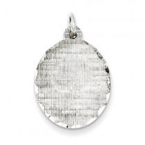 Engraveable Oval Patterned Disc Charm in Sterling Silver