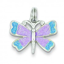 Enamel Butterfly Charm in Sterling Silver
