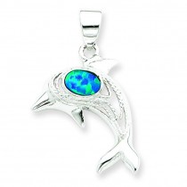 Blue Opal Dolphin Pendant in Sterling Silver