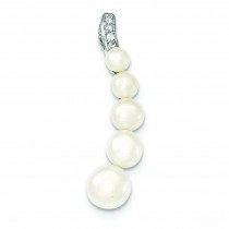 Freshwater Cultured Pearl CZ Pendant in Sterling Silver