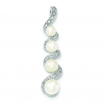 Freshwater Pearl CZ Pendant in Sterling Silver