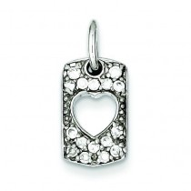 Love CZ Heart Charm in Sterling Silver