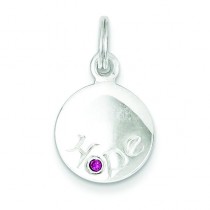 Hope Pink CZ Disc Charm in Sterling Silver