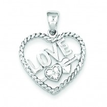 CZ Love Heart Pendant in Sterling Silver