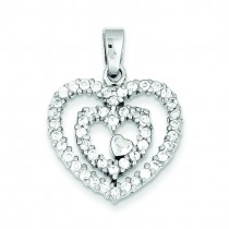 CZ Heart Pendant in Sterling Silver