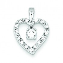 Circles CZ Heart Pendant in Sterling Silver