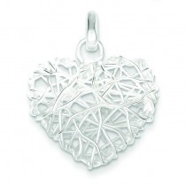 Puffed Heart Pendant in Sterling Silver