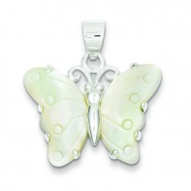 White Shell Butterfly Pendant in Sterling Silver