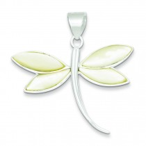 White Shell Dragonfly Pendant in Sterling Silver