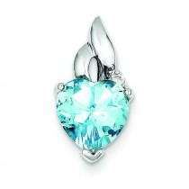 Light Blue Gemstone Heart Pendant in Sterling Silver