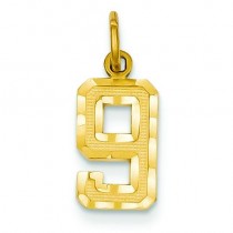 Small Diamond Cut Number 9 Charm in 14k Yellow Gold