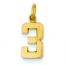 Small Number 3 Charm in 14k Yellow Gold