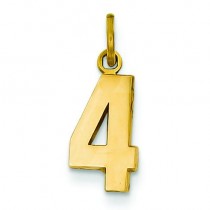 Small Number 4 Charm in 14k Yellow Gold