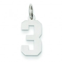 Small Number 3 Charm in 14k White Gold