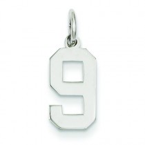 Small Number 9 Charm in 14k White Gold