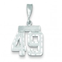Small Diamond Cut Number 49 Charm in 14k White Gold