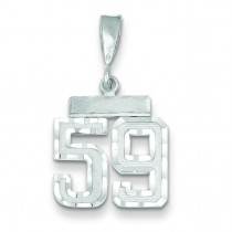 Small Diamond Cut Number 59 Charm in 14k White Gold