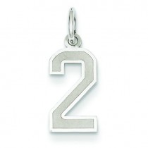 Small Number 2 Charm in 14k White Gold