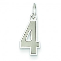 Small Number 4 Charm in 14k White Gold