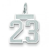 Small Number 23 Charm in 14k White Gold