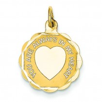 You Are Always In My Heart Charm in 14k Yellow Gold