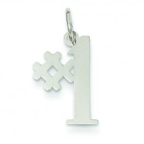 White Polished Number One Charm in 14k White Gold