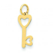 Heart Shaped Key Lock Charm in 14k Yellow Gold