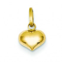 Puffed Heart Charm in 14k Yellow Gold