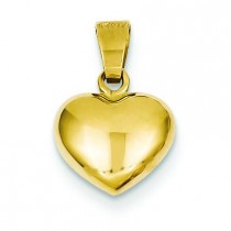 Puffed Heart Charm in 14k Yellow Gold