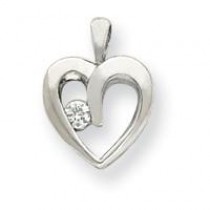 Diamond Heart Pendant in 14k White Gold 
