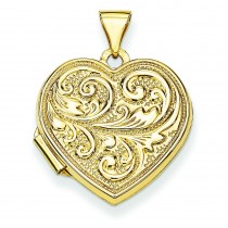 Scrolled Love You Always Heart Locket in 14k Yellow Gold