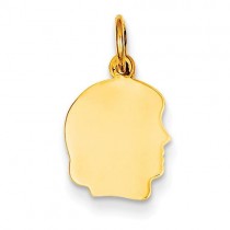 Plain Small Facing Right Engraveable Girl Head Charm in 14k Yellow Gold