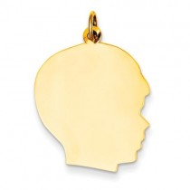 Plain Large Facing Right Engraveable Boy Head Charm in 14k Yellow Gold